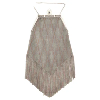 Pre-owned Whiting & Davis Co. 1920 Art-deco Cocktail Mesh Purse In 14kt Gold & Sterling In Gray