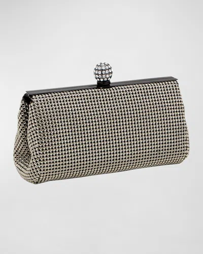 Whiting & Davis Crystal Ball Embellished Clutch Bag In Pewter