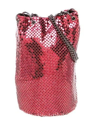 Pre-owned Whiting & Davis Metal Bucket Bag In Red