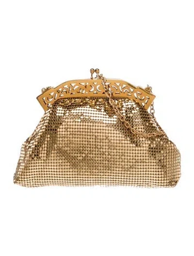 Pre-owned Whiting & Davis Metal Minaudière In Gold