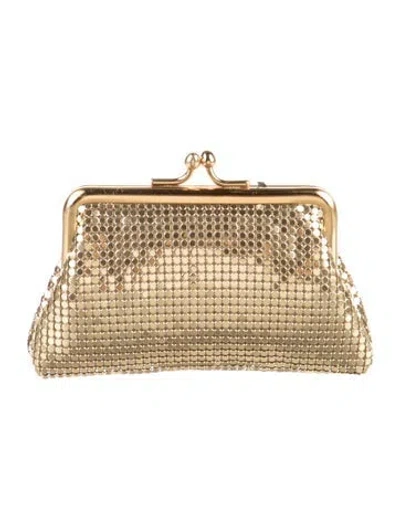Pre-owned Whiting & Davis Metal Patterned Coin Pouch In Gold/metallic