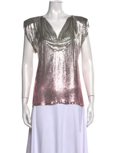 Pre-owned Whiting & Davis Patterned Cowl Neck Top In Multicolor