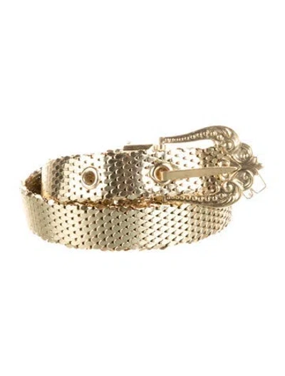 Pre-owned Whiting & Davis Skinny Metal Chain-link Belt In Gold