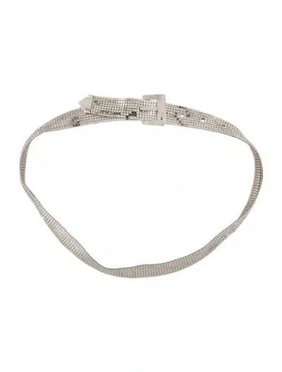 Pre-owned Whiting & Davis Skinny Metal Waist Belt In Silver