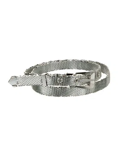 Pre-owned Whiting & Davis Skinny Metal Waist Belt In Silver