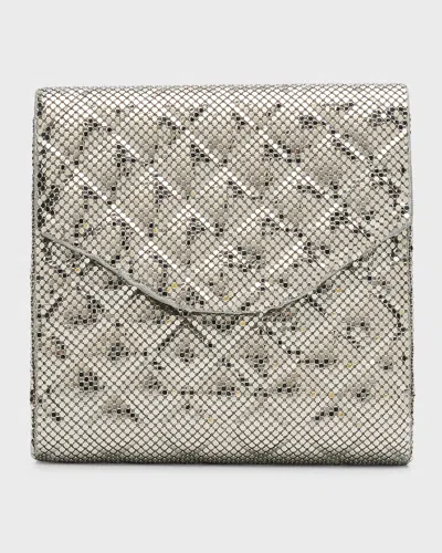 Whiting & Davis Stevie Quilted Mesh Crossbody Bag In Pewter