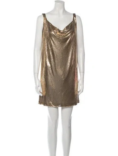 Pre-owned Whiting & Davis Vintage Mini Dress In Gold