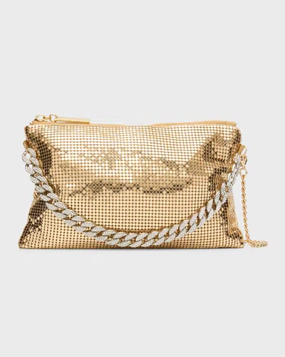 Whiting & Davis Zia Metallic Chain Crossbody Bag In Gold