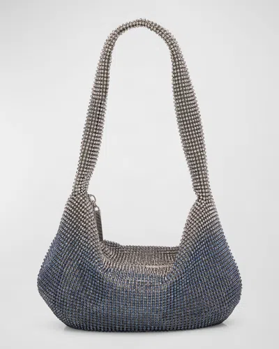 Whiting & Davis Adrienne Two-tone Crystal Hobo Bag In Blue Crystal