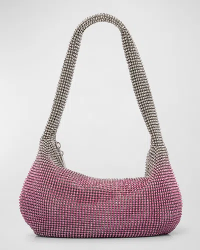 Whiting & Davis Adrienne Two-tone Crystal Hobo Bag In Pink Crystal