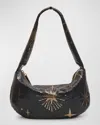 Whiting & Davis Diana Star-print Mesh Hobo Bag In Blue Pewter