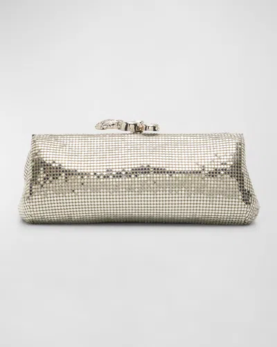 Whiting & Davis Embellished Evening Clutch Bag In Pewter