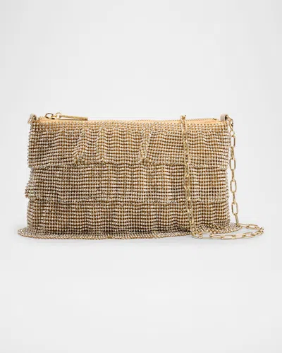Whiting & Davis Evening Mesh Chain Shoulder Bag In Gold Crystal