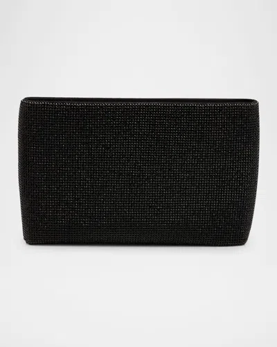 Whiting & Davis Lainey Mesh Brass Clutch Bag In Black