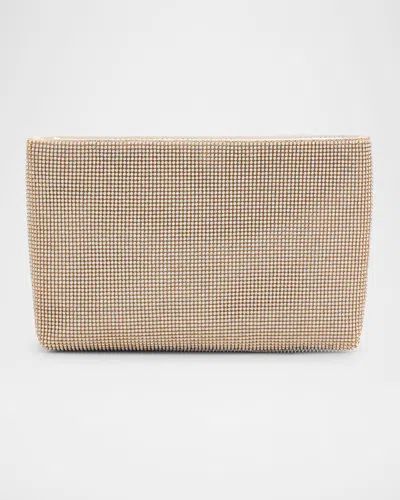 Whiting & Davis Lainey Mesh Brass Clutch Bag In Opal