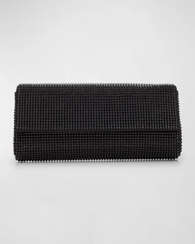 Whiting & Davis Pyramid Envelope Mesh Clutch Bag In Black