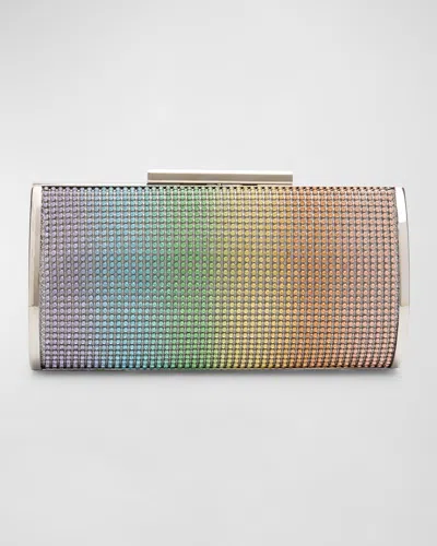Whiting & Davis Rainbow Crystal Evening Clutch Bag In Pewter- Crystal