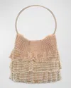 Whiting & Davis Ruffled Crystal Bucket Bag In Ombre Pink