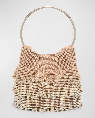 Whiting & Davis Ruffled Crystal Bucket Bag In Ombre Pink