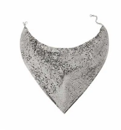 Whiting & Davis Turner Mesh Bib Necklace In Pewter In Silver