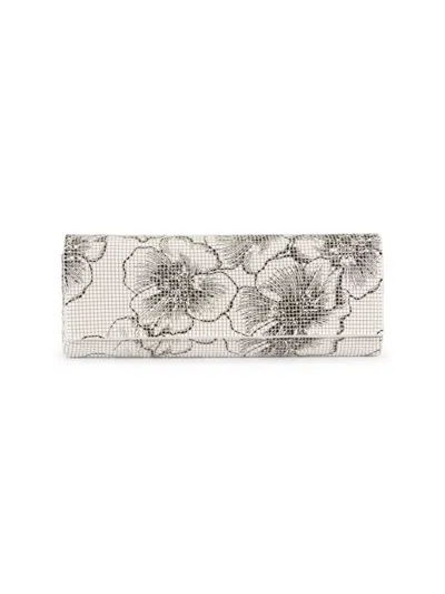 Whiting & Davis Women's Zoe Floral-painted Mesh Clutch In Gold White Grey