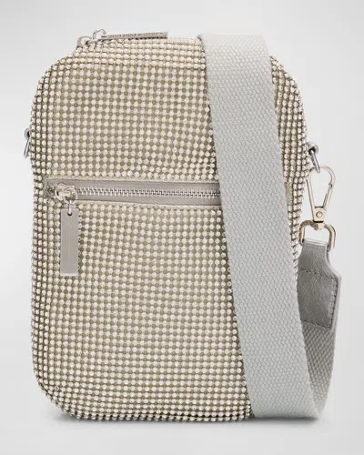 Whiting & Davis Zip Crystal Crossbody Bag In Pewter - Crystal