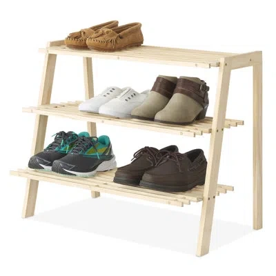 Whitmor 3-tier Wood Shoe Shelves In Natural Wood