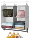 Whitmor 4-section Fabric Closet Organizer With Built-in Garment Rod