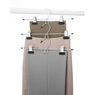Whitmor Add On Skirt And Slack Hangers - Chrome And Black - Set Of 3 In Silver