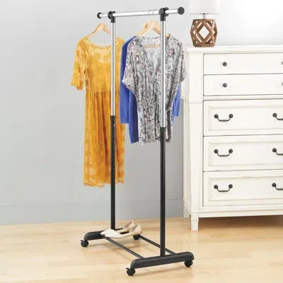 Whitmor Adjustable Garment Rack - Rolling Clothes Organizer - Black And Chrome In Chrome;black