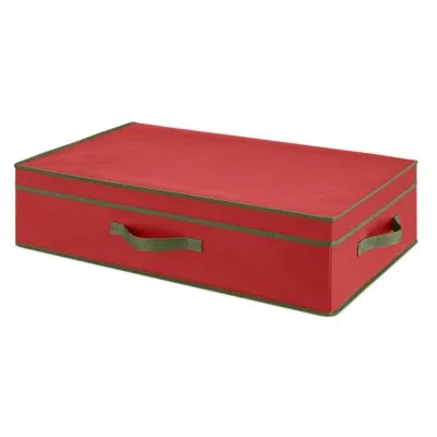 Whitmor Christmas 28-section Ornament Box, Red With Green Trim In Green;red