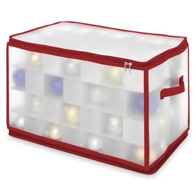 Whitmor Christmas Large Ornament Storage Zip Chest With 112 Compartments In Red