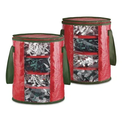 Whitmor Christmas Light Storage Bags - Set Of 2 In Red