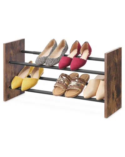 Whitmor Modern Industrial Expandable 2-tier Shoe Rack In Brown