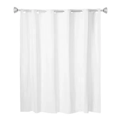 Whitmor No Hook Chrome Split Ring Waffle Pattern Shower Curtain, W/window & Snap-in Liner, 71" X 77" In White