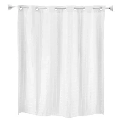 Whitmor No Hook Split Ring Checkered Pattern Shower Curtain W/no-snap Liner In White