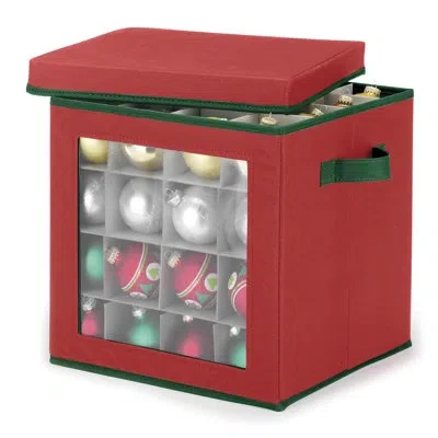 Whitmor Ornament Storage Cube - 64 Compartments In Red