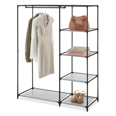 Whitmor Spacemaker Wardrobe With 5 Shelves In Black;clear