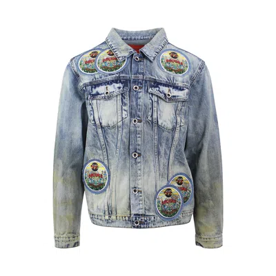 Pre-owned Who Decides War Acid Sphere Denim Jacket 'indigo' | Blue | Men's Size Xxl