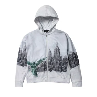 Pre-owned Who Decides War Angel Over The City Zip Up 'blue' | Men's Size Xs