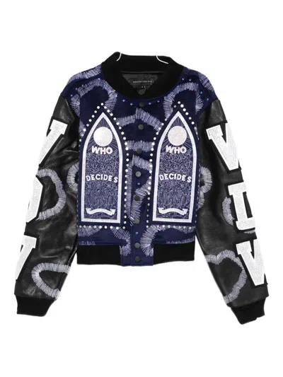 Who Decides War Appliqué Varsity Jacket In Blue