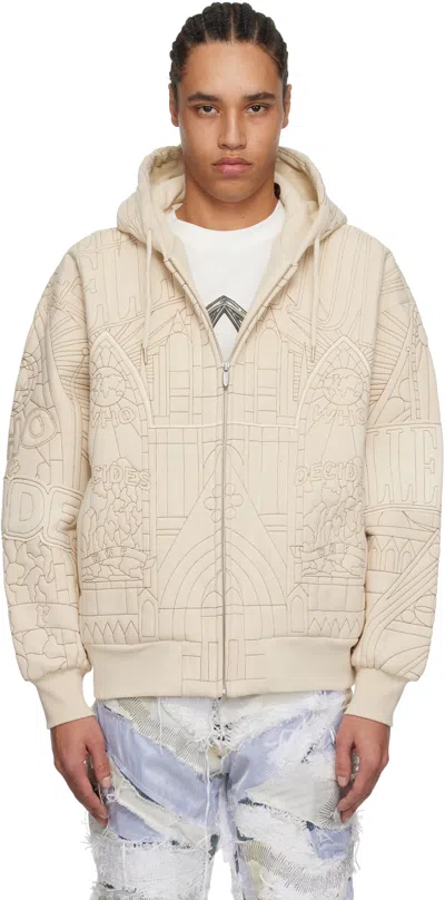 Who Decides War Beige Pelle Pelle Edition Cathedral Zip Up Hoodie In Multicolor