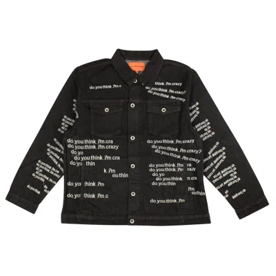 Pre-owned Who Decides War Black Do You Think I'm Crazy Trucker Jacket Size M In Multicolor