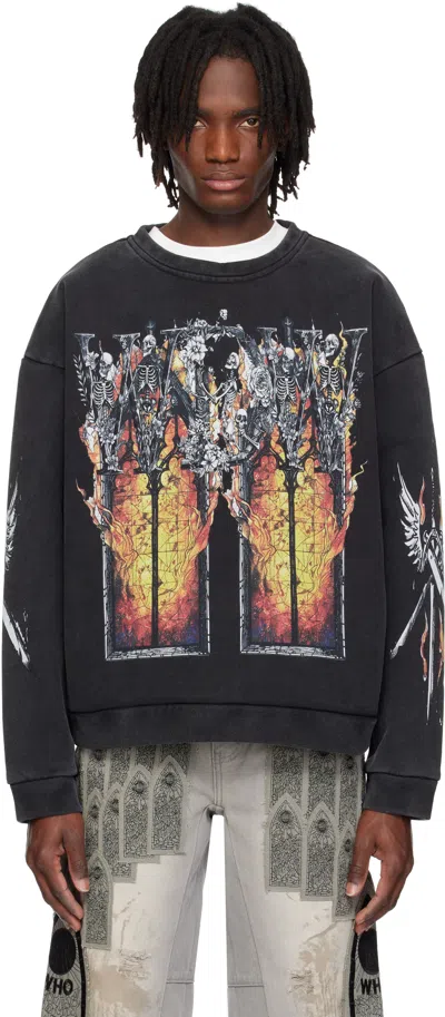 Who Decides War Black Ember Chapel Crewneck Sweatshirt In Coal