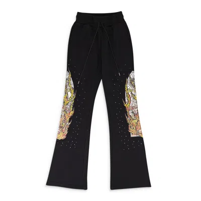 WHO DECIDES WAR BLACK FLAME GLASS SWEATPANTS