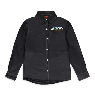 Who Decides War Black Leather Work Button-down Shirt