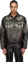 Who Decides War Black Ombre Trucker Leather Jacket In Rust