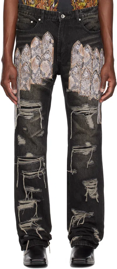 Who Decides War Black Patch Arch Mocha Denim Jeans In Multicolor