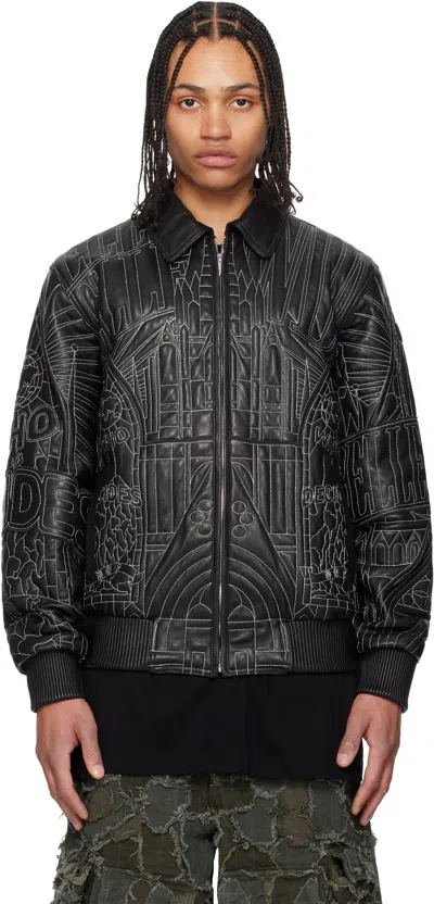 Who Decides War Black Pelle Pelle Edition Cathedral Leather Jacket In Coal