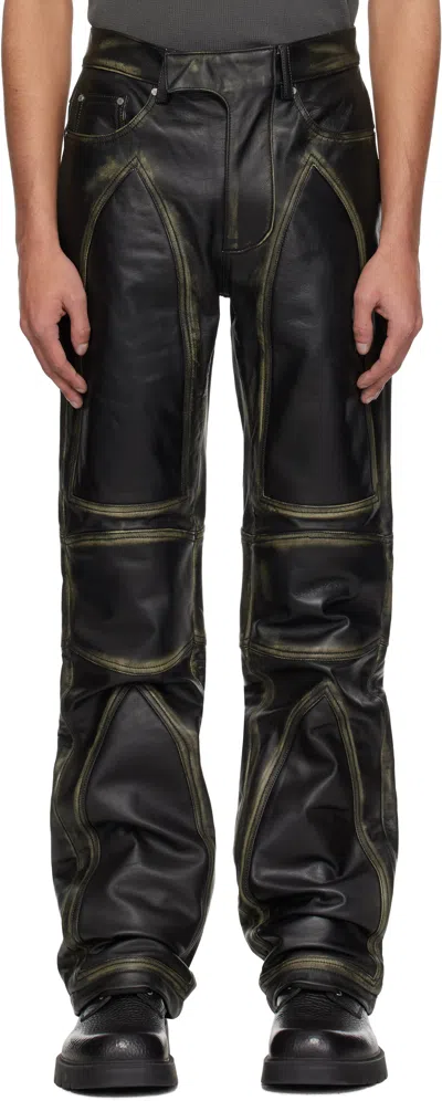 Who Decides War Black Rub Off Moto Leather Pants In Coal